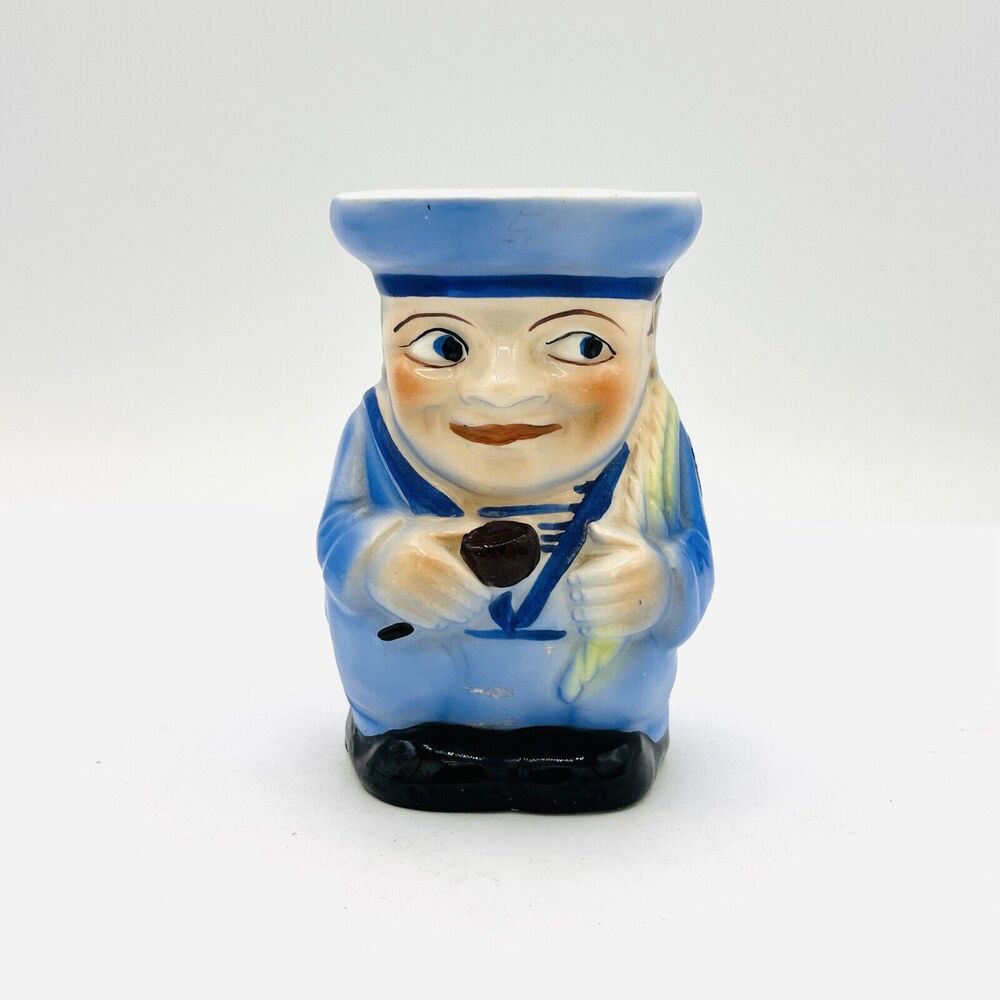 Vintage Sailor Toby Jug Mug ERPHILA Mark & Seal Hand Painted Czechoslovakia VTG